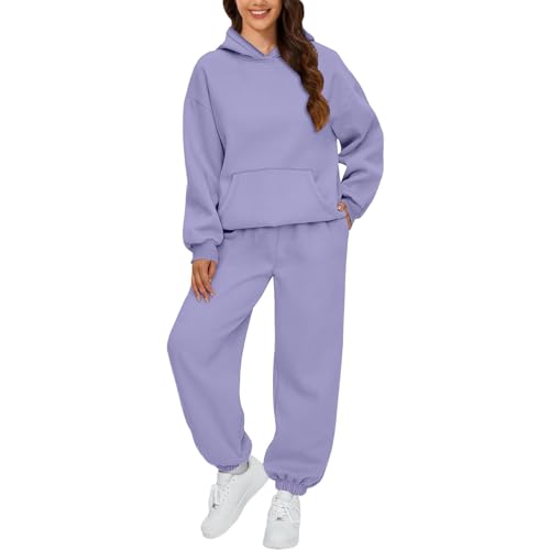 Damen Weich Baumwolle Hausanzug Dick Freizeitanzug Warm Trainingsanzug Jogginganzug Set halbem Reißverschluss Tracksuits mit Fleece-Futter von Generic