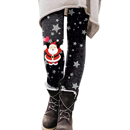 Damen Weihnachten Leggings Norweger High Waist Leggins Thermo Skinny Hose Push Up Stretch Tights Workout Yoga Sport Fitnesshose Laufhose mit Muster Weihnachten von Generic