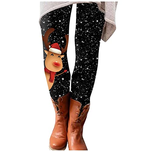 Damen Weihnachten Leggings Norweger High Waist Leggins Thermo Skinny Hose Push Up Stretch Tights Workout Yoga Sport Fitnesshose Laufhose mit Muster Weihnachten von Generic