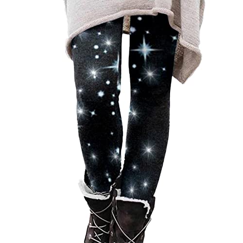 Damen Weihnachten Leggings Norweger High Waist Leggins Thermo Skinny Hose Push Up Stretch Tights Workout Yoga Sport Fitnesshose Laufhose mit Muster Weihnachten von Generic