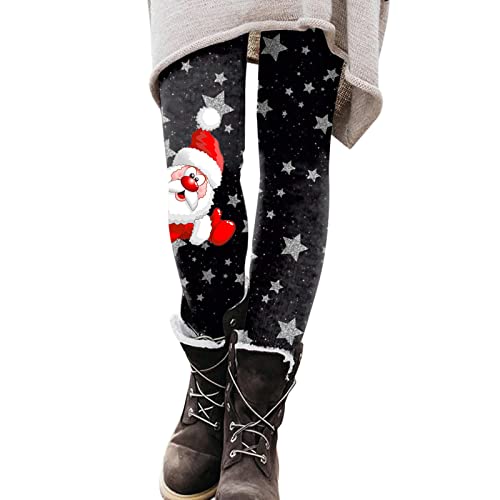 Damen Weihnachtsleggings mit hoher Taille und Muster, Damen Weihnachtsfest Kostüm, Lange Festliche Xmas-Leggings, Elegante Weihnachtsleggings Hosen (02 Rot, XXL) von Generic