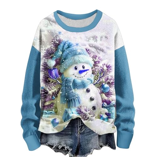 Damen Weihnachtsmotiv Oberteilefrauen Lockere Passform Feinstrickpullover 2024 Winter Elegance Pulli Weihnachtsmotiv Weihnachtsbaum-Muster Langarmshirt Warme Langarm Winterpullover Strickpullover von Generic
