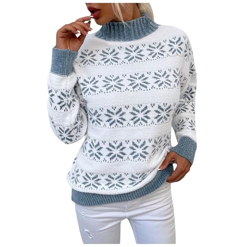 Damen Weihnachtspullover, Rollkragenpullover Damen, Thermo Pullover Damen Herbst, Langarm Christmas Sweater Mit Bedruckt Weihnachtspulli Klassiker Weihnachtspulli Weihnachtspulli Teenager Mädchen Tops von Generic