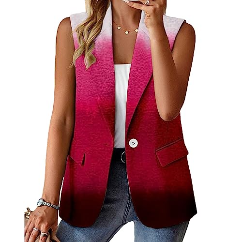 Damen Weste Ärmellos Blazer Jacke Elegant Einfarbig Kurze Gilet Tank Top mit Tasche von Generic