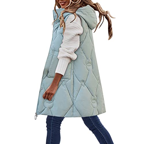 Damen Weste Lang mit Kap uze Steppweste Gefüttert Fleeceweste Warme Winterjacke Freizeit Ärmellos Jacke Thermo Stehkragen Vest Kapu zenweste Weste Steppweste Kap uze Vest Ärmellos Jacke (A #11, L) von Generic
