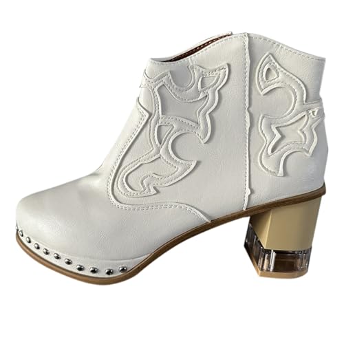 Damen Wildleder Halbstiefel Blockabsatz Übergangsstiefel Mittelalter Stiefel Mit Schnalle Absatz Blockabsatz Ankle Schuhe Trachten Elegant Halbhohe Westernstiefel Halbhoch Westernstiefel Cowboy Boots von Generic