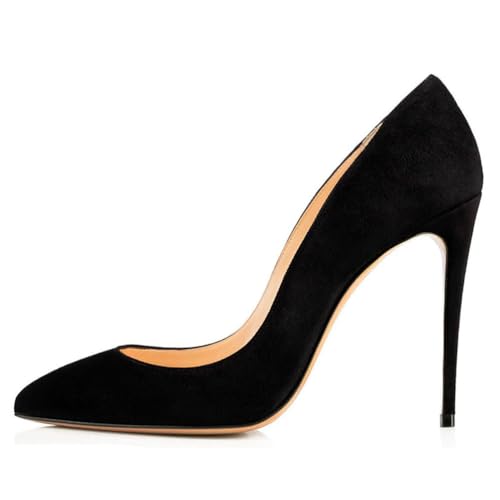 Damen Wildlederpumps zum Reinschlüpfen, High Heels mit spitzer Zehenpartie, 11,9 cm Stiletto-Absatz, für Brautpartys und Abendkleider,Schwarz,45 EU Damen Wildlederpumps zum Reinschlüpfen, High Heels mit spitzer Zehenpartie, 11,9 cm Stiletto-Absatz, für Brautpartys und Abendkleider,Schwarz,45 EU von Generic