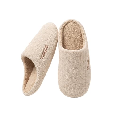 Damen Winter Baumwolle Hausschuhe Innen Warm Rutschfest Herren Pantoffeln Gepolstert Leicht Weich Gemütlich 36-37 EU,Beige von Generic