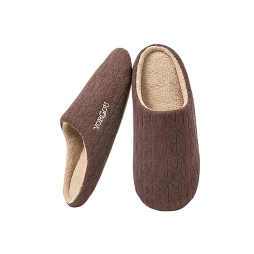 Damen Winter Baumwolle Hausschuhe Innen Warm Rutschfest Herren Pantoffeln Gepolstert Leicht Weich Gemütlich 44-45 EU,Kaffee von Generic