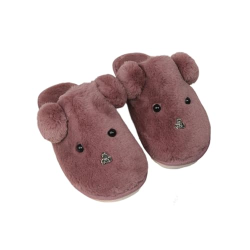 Damen Winter Hausschuhe Cartoon Niedliche Tier Stretch Cosy Fleece Futter Hause Baumwolle Pantoffeln 40-41 EU,Rot von Generic
