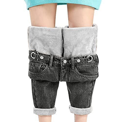 Damen Winter Jeans Fleece Gefütterte Denim Leggings High Waist Slim Fit Dicke Warm Plüsch Jeggings Große Größen Thermojeans Thermohose Jeanshosen für Frauen Teenager (GY1#2, M) von Generic