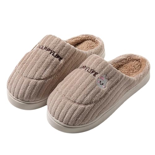 Damen Winter Plüsch Pantoffeln Gästehausschuhe Für Haushaltsgäste Mit Polar Fleece-Futter Hausschuhe Rückstellschaum Funny Print Kuschelige Slippers Einfarbig Women von Generic