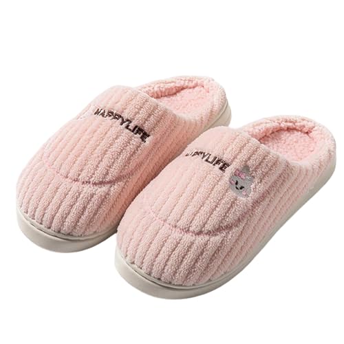 Damen Winter Plüsch Pantoffeln Gästehausschuhe Für Haushaltsgäste Mit Polar Fleece-Futter Hausschuhe Rückstellschaum Funny Print Kuschelige Slippers Einfarbig Women von Generic
