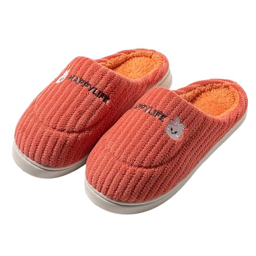 Damen Winter Plüsch Pantoffeln Gästehausschuhe Für Haushaltsgäste Mit Polar Fleece-Futter Hausschuhe Rückstellschaum Funny Print Kuschelige Slippers Einfarbig Women von Generic