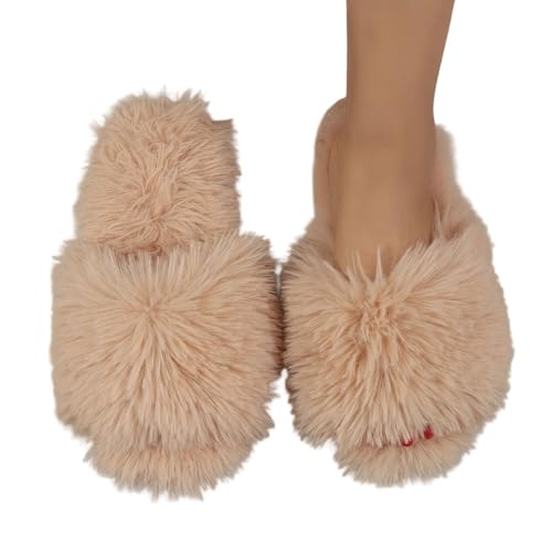 Damen Winter Plüsch Pantoffeln Gästehausschuhe Für Haushaltsgäste Niedliche Hausschuhe Mit Tier-/Printmuster Warm Badeschuhe Trendiger Slipper Kuschelige Slippers Frottierslipper von Generic