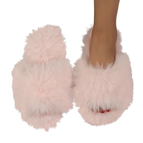 Damen Winter Plüsch Pantoffeln Gästehausschuhe Für Haushaltsgäste Niedliche Hausschuhe Mit Tier-/Printmuster Warm Badeschuhe Trendiger Slipper Kuschelige Slippers Frottierslipper von Generic