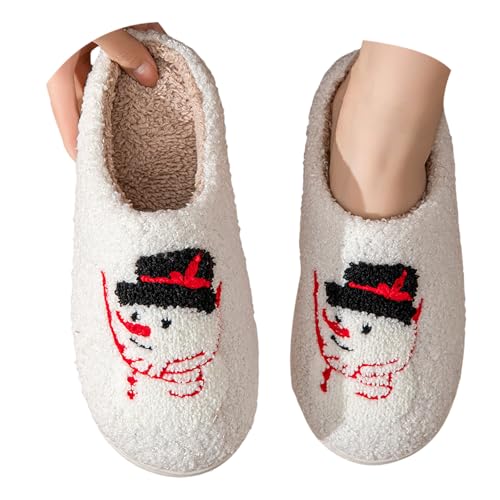 Damen Winter Plüsch Pantoffeln Rutschfeste Mit Polar Fleece-Futter Retro-Mode Filz Hausschlappen Warme Hausschuhe Cartoon Weich Indoor Outdoor von Generic