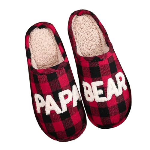 Damen Winter Plüsch Pantoffeln Und Herren Plüschige Gemütliche Hausschuhe Antirutsch-Sohle Gäste Flache Hüttenschuhe Kuschelige Slippers Frottierslipper von Generic