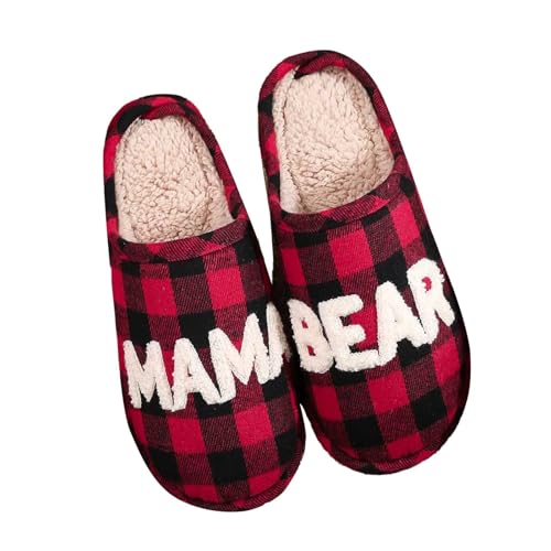 Damen Winter Plüsch Pantoffeln Und Herren Plüschige Gemütliche Hausschuhe Antirutsch-Sohle Gäste Flache Hüttenschuhe Kuschelige Slippers Frottierslipper von Generic