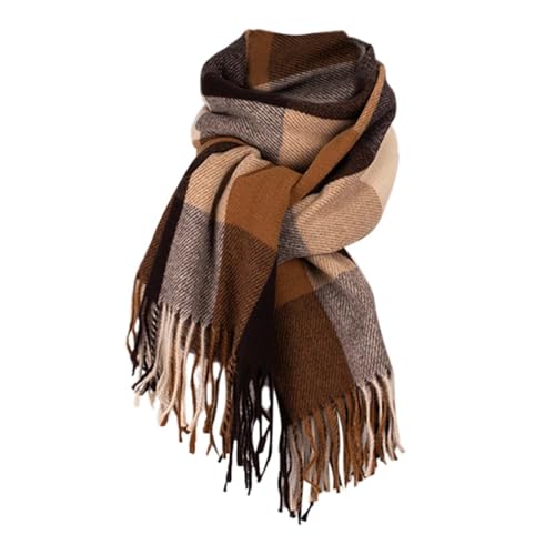 Damen Winter Schal Kariert übergroßer Quadratisch Deckenschal, Karo Tartan Streifen Plaid Muster Oversized Fransen Poncho, Mischfarbe, Einheitsgröße von Generic