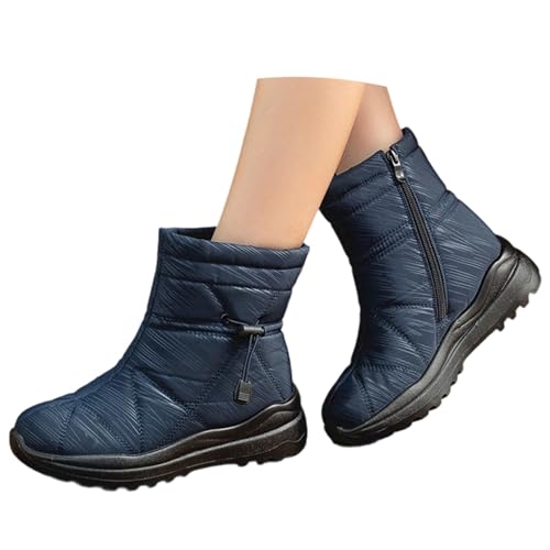 Damen Winter-Schneestiefel, isoliert, mittelhoher Absatz, lässig, bequem, warm, Stiefeletten für kaltes Wetter (Blue, 41) von Generic