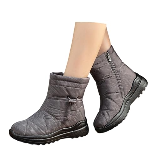Damen Winter-Schneestiefel, isoliert, mittelhoher Absatz, lässig, bequem, warm, Stiefeletten für kaltes Wetter (Grey, 39) von Generic