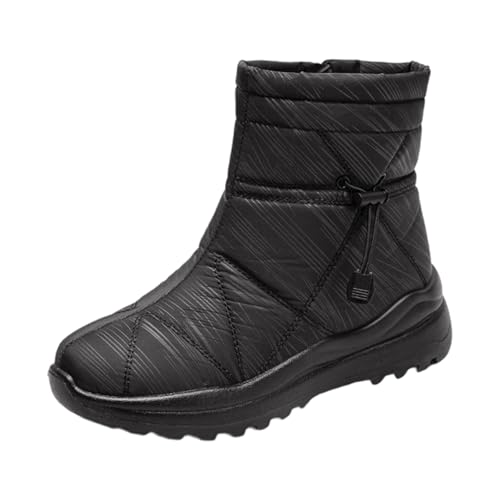 Damen Winter-Schneestiefel isoliert mittelhoher Absatz Casual Design bequem warm Stiefeletten für kalte Wetterbedingungen (Black, 37) von Generic