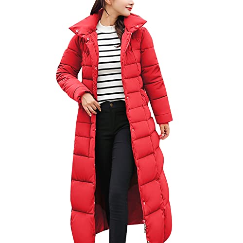 Damen Winter Steppjacke mit Kapuzen Kunstpelz Warm Wintermantel Damen Lang Parka Steppmantel Daunenmantel Gefüttert Elegant Winterjacke von Generic