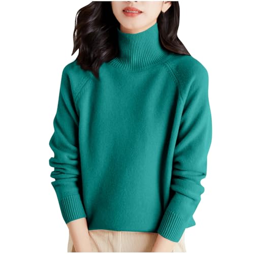 Damen Winter Thermo Strickpullover Langarm Einfarbig Rollkragenpullover Stilvoller Warme Langarmshirt Frauen Lockere Passform Pulli 90Er Jahre Outfit Weißes Pullover von Generic