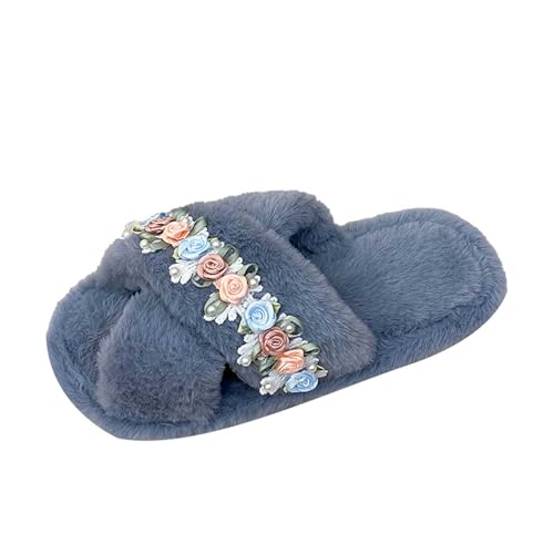 Damen Winter Warm Pantoffeln Gästehausschuhe Für Haushaltsgäste Flauschige Schlappen Retro-Mode Filz Hausschlappen Unisex Gästepantoffeln Kuschelige Plüsch Slippers Home Slipper Frauen von Generic