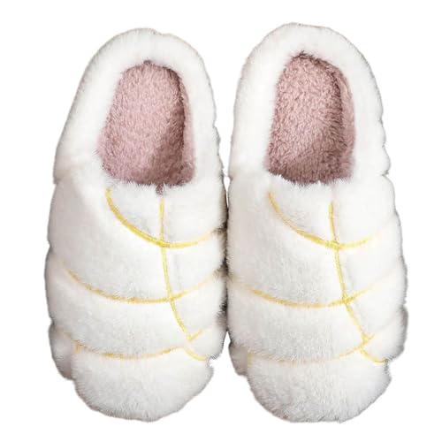 Damen Winter Warm Pantoffeln Gästehausschuhe Für Haushaltsgäste Unisex Hausschuhe Slippers Retro-Mode Filz Hausschlappen Plüsch Funny Print Kuschelige Einfarbig Women von Generic