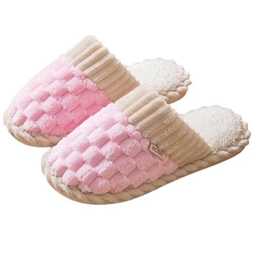 Damen Winter Warm Pantoffeln Hausschuhe Fell Mit Polar Fleece-Futter Retro-Mode Filz Hausschlappen Plüsch Funny Print Filzpantoffeln Weich Indoor Outdoor von Generic