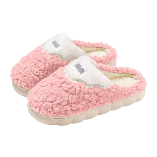Damen Winter Warm Pantoffeln Plüsch Rutschfeste Mit Polar Fleece-Futter Mann Und Frau Warme Flache Hüttenschuhe Slippers Einfarbig Women von Generic