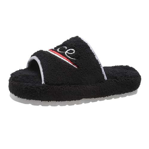 Damen Winter Warm Pantoffeln Und Herren Mit Polar Fleece-Futter Bequeme Hüttenschuhe Für Lustige Hausschuhe Kuschelige Plüsch Slippers Einfarbig Women von Generic