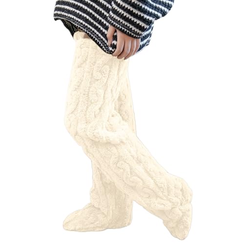 Damen Winter Warme Kniestrümpfe Dicke Plüsch Slipper Strümpfe Pelzig Extra Lange Beinwärmer Ärmel Oberschenkel Hohe Schlafsocken von Generic