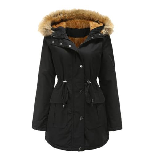 Damen Winterjacke Lang Parka Kapuzenmantel Übergröße Warme Jacke, Schwarz, M Damen Winterjacke Lang Parka Kapuzenmantel Übergröße Warme Jacke, Schwarz, M von Generic