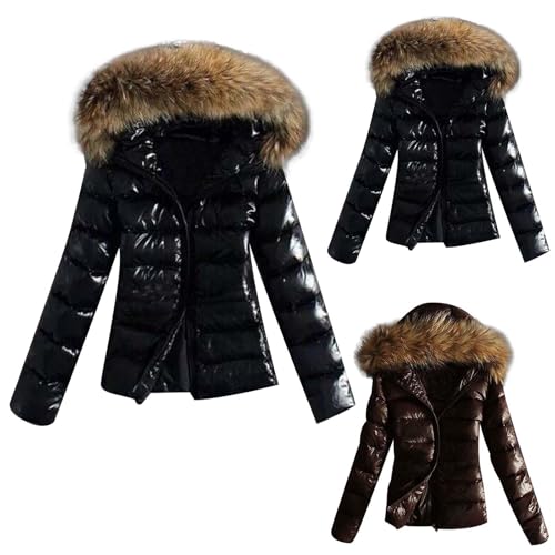 Damen Winterjacke Wintermantel Daunenjacke Jacke Outwear Frauen Winter Daunenmantel Mit Pelzkragen Mantel Steppmantel von Generic