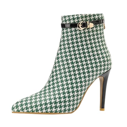 Damen- Wintermode, europäische amerikanische Stiefeletten mit schmalem Absatz Reißverschluss, spitze Stiefeletten mit hohem Absatz (Green, 39) von Generic