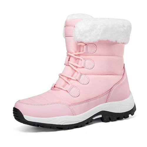 Damen Wintermode Einfarbig Plus Fleece Verdickte Schneestiefel Warme Bequeme Rutschfeste Stiefel (42) von Generic
