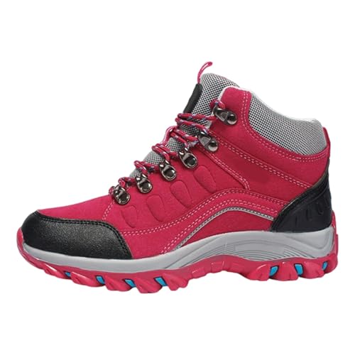 Damen Winterschuhe Winterstiefel Warm Trekking Wanderschuhe Schneestiefel Trekkingschuhe Stiefeletten Bergschuhe Wanderstiefel (Red, 41) von Generic