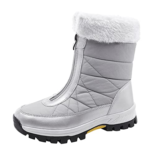 Damen Winterstiefel Gefüttert Wasserdicht - Stiefeletten Damen Winter Wanderschuhe Mit Reißverschluss Orthopädische Skischuhe Halbstiefel rutschfest Winterboots Arbeitsstiefel Cowboystiefel von Generic