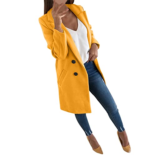Damen Wollmantel - Klassischer Reversmantel Revers Parka Reverskragen Frühlings Mantel Frauen Einfarbig Tweed Jacke Langarm Winterjacke für Frühlings Autumn von Generic