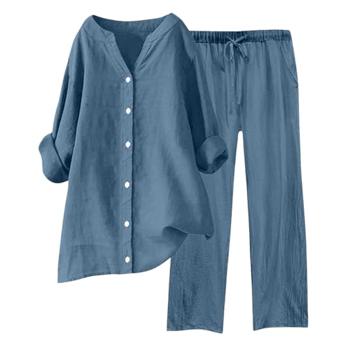 Damen Zweiteiler Sets Musselin Bluse Hemd und Lang Hose Sommer Clothes Aesthetic Zweiteiler Lounge Set Strand Outfit Elegant Set Freizeit Women Große Größe Damen Zweiteiler Sets Musselin Bluse Hemd und Lang Hose Sommer Clothes Aesthetic Zweiteiler Lounge Set Strand Outfit Elegant Set Freizeit Women Große Größe von Generic