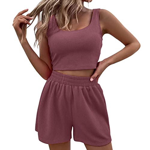 Damen Zweiteiler Sommer Hosenanzug Elegant Outfits Kleidung 2 Teiler Set Crop Tank Top + Shorts Y2k Aesthetic Clothes Workout Sport Anzug Sport Set Damen Damen Zweiteiler Sommer Hosenanzug Elegant Outfits Kleidung 2 Teiler Set Crop Tank Top + Shorts Y2k Aesthetic Clothes Workout Sport Anzug Sport Set Damen von Generic