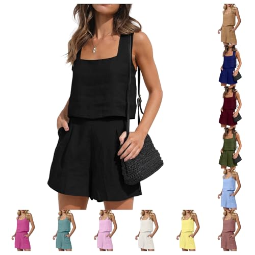 Damen Zweiteiler Sommer Hosenanzug Outfits Kleidung 2 Teiler Set Crop Tank Top + Shorts Y2k Aesthetic Clothes Workout Sport Anzug Damen Zweiteiler Sommer Hosenanzug Outfits Kleidung 2 Teiler Set Crop Tank Top + Shorts Y2k Aesthetic Clothes Workout Sport Anzug von Generic