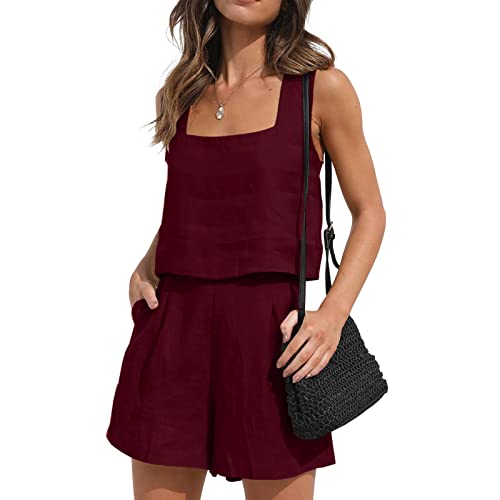 Damen Zweiteiler Sommer Hosenanzug Outfits Kleidung 2 Teiler Set Crop Tank Top + Shorts Y2k Aesthetic Clothes Workout Sport Anzug Damen Zweiteiler Sommer Hosenanzug Outfits Kleidung 2 Teiler Set Crop Tank Top + Shorts Y2k Aesthetic Clothes Workout Sport Anzug von Generic