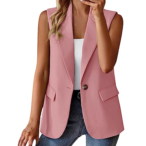 Damen ärmellos Anzugjacke Elegant Anzug Weste Blazer Casual Jacke Business Anzüge Geschäft Büro Cardigan Freizeitjacke Slim lässiges Coat Frauen Sommer einfarbig Mantel von Generic