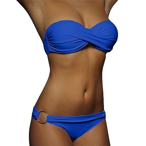 Damen gedrehter trägerloser Bandeau-Bikini sexy Push-Up-Bikini geteiltes Bikini-Set Strand-Badeanzug in verschiedenen Farben von Generic