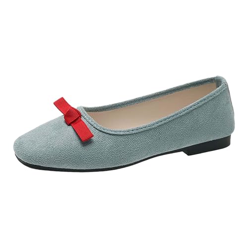 Damen orthopädische Mokassins Schleife Loafer Lässige Schuhe Wildlederschuhe Bonbonfarbene Flache Slip-on Bequeme Halbschuhe Spitze Zehe Wanderschuhe Atmungsaktiv Slipper (Blue, 40) von Generic