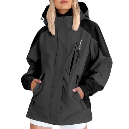 Damen wasserdichte Regenjacke Leichte atmungsaktivem Regenjacke für Outdoor-Windbreaker zum Wandern regenjacke damen große größen Winterjacke Black L von Generic